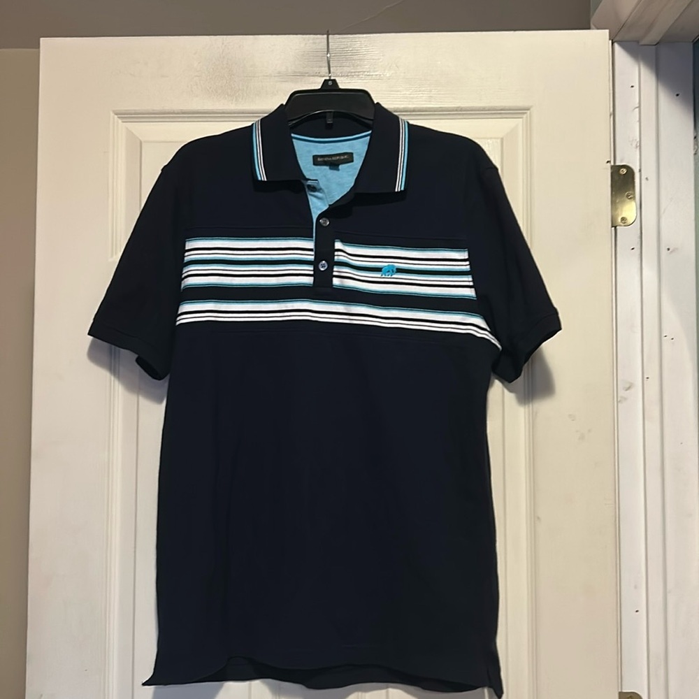 Banana Republic Polo Shirt Size Large Black Blue